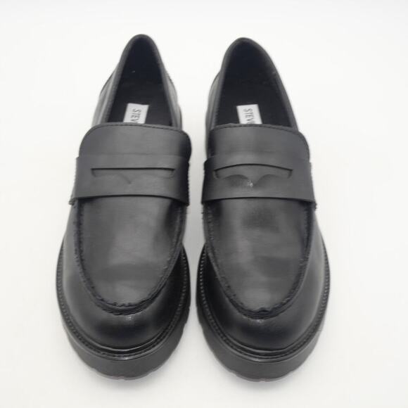 NEW Steve Madden Women's 6.5 Lawrence Platform Loafers Shoes Black Leather - Picture 6 of 9
